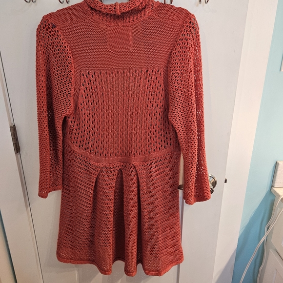 Anthropologie Angel of the North Women Coral Knit Wrap Cardigan Sweater - Picture 4 of 6